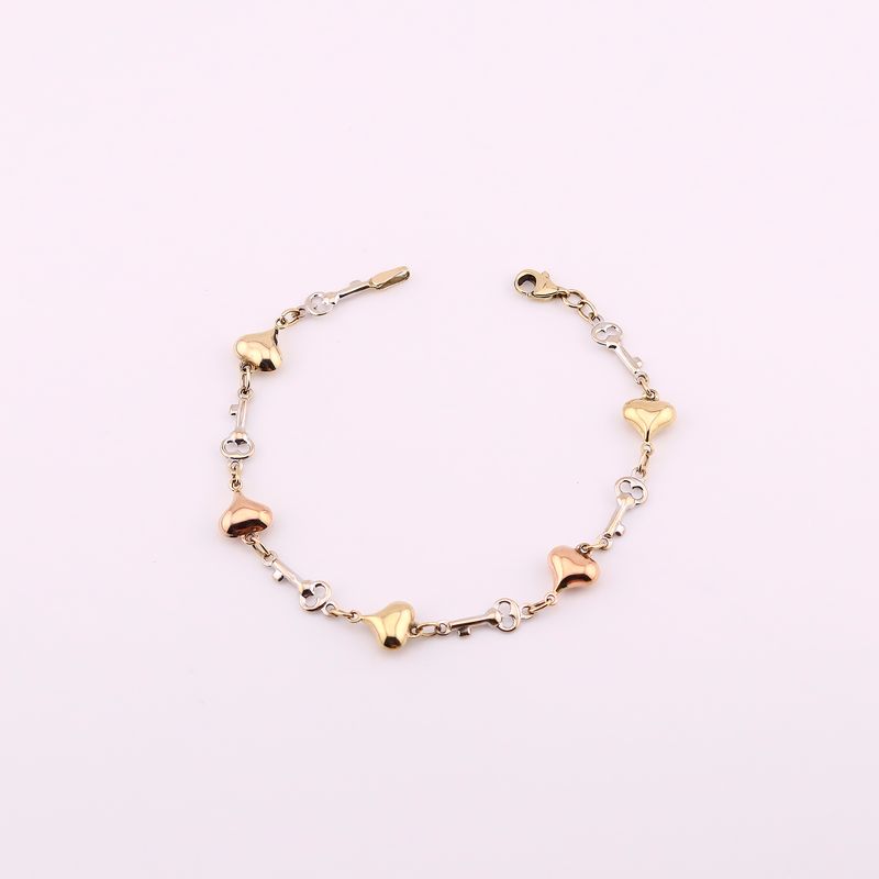 Pulso Corazones 14k 3.6g 18cm