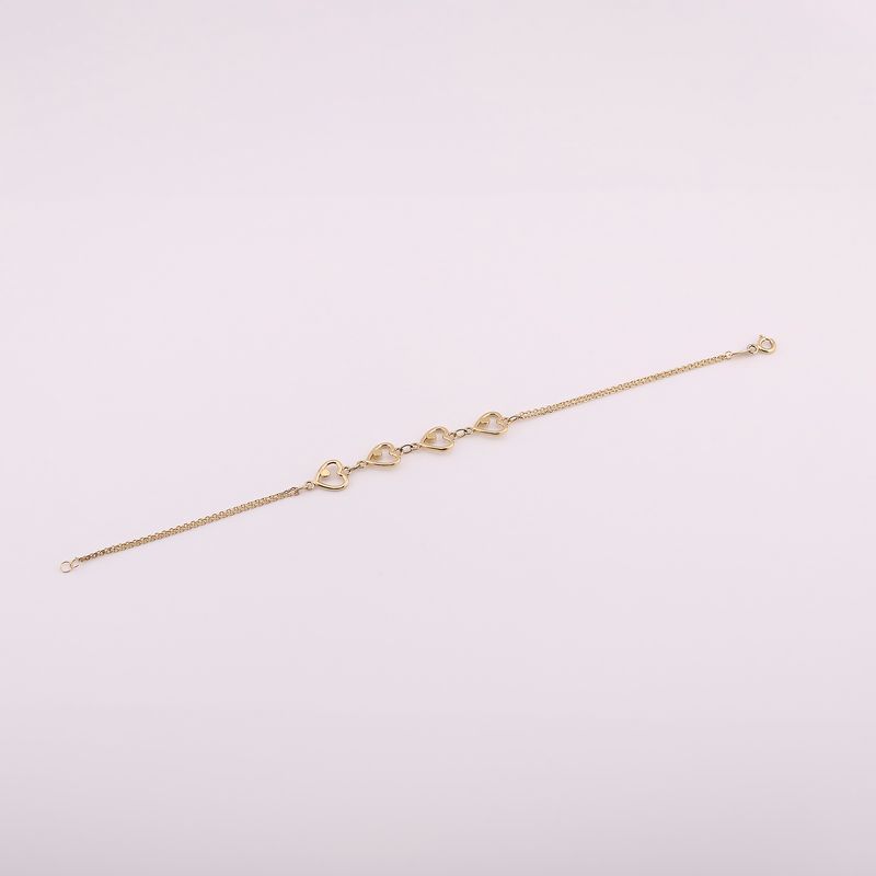 Pulsera Corazones  14k 2.5g 18 Cm