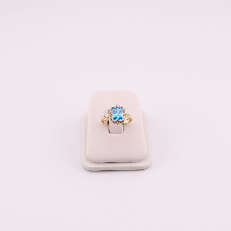 Anillo C/p Aqua Marina 14k 2.3g #6.5