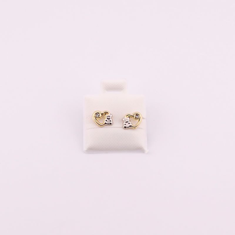 Broqueles Corazon C/osito  10k 0.3g