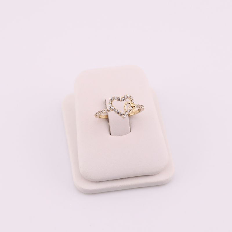 Anillo Doble Corazon C/p 14k 1.5g #6.5