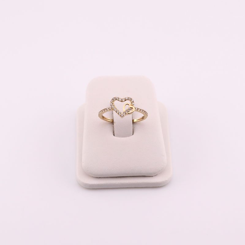 Anillo Doble Corazon C/p 14k 1.5g #7.5
