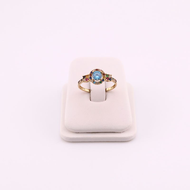 Anillo C/p Azul  14k 2.2g #8.5