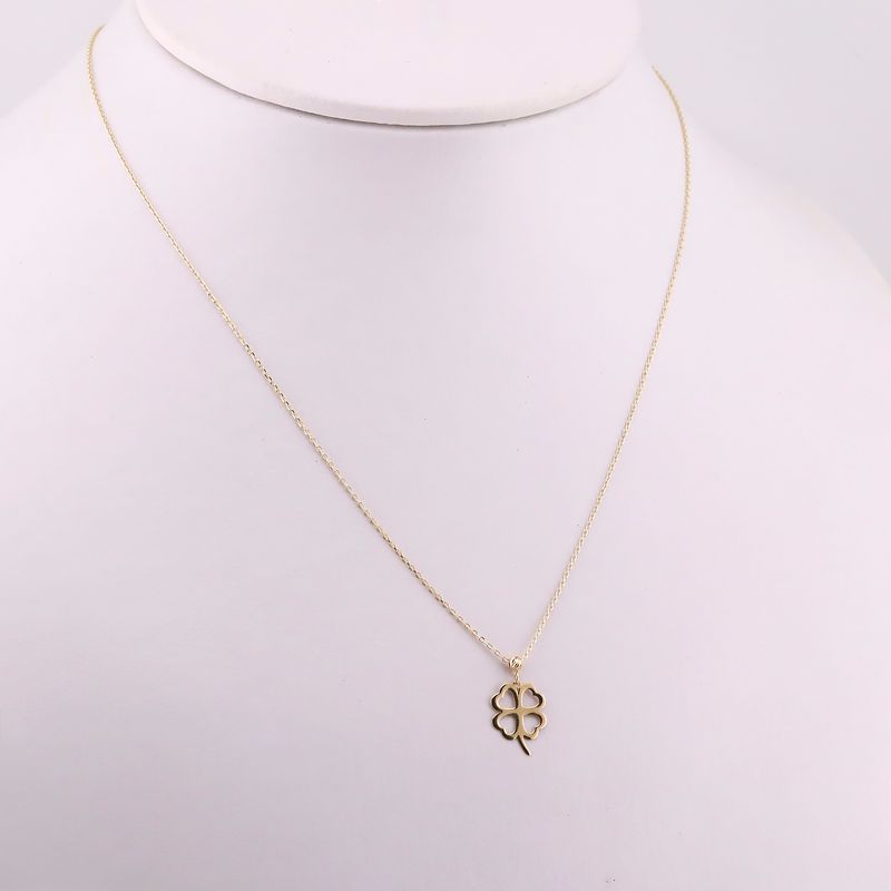 Gargantilla Trebol Liso 14k 1.3g