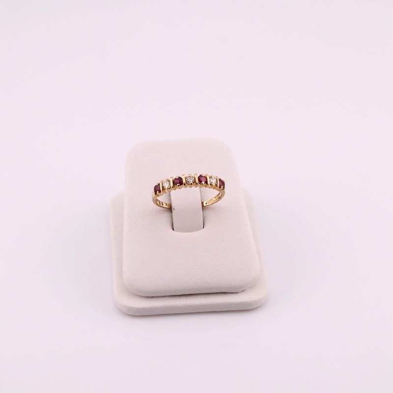 Anillo C/p Roja /bca  14k 1.8g #7