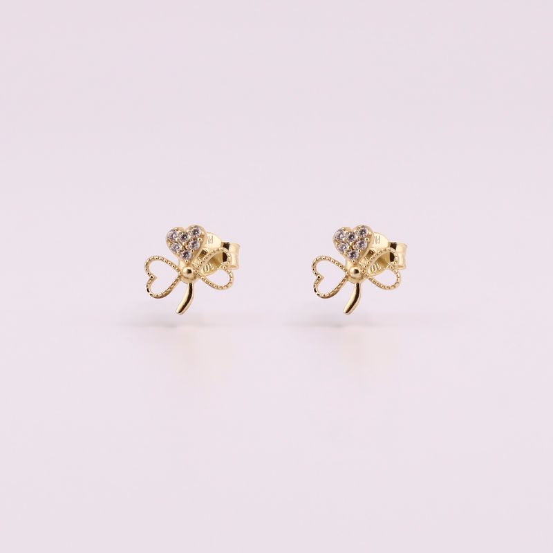 Aretes Trebol C/p 10k 0.8g