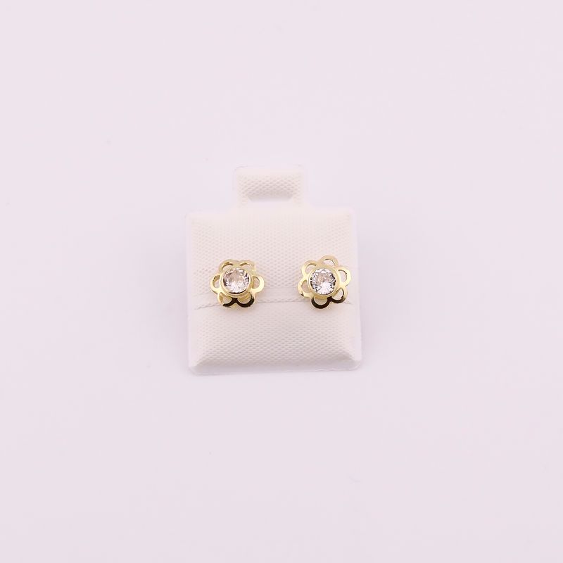 Broqueles Flor Estampada 10k 0.4g