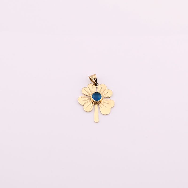 Dije Trebol C/p Azul  14k 1.5g