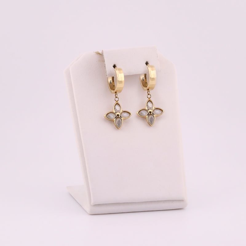 Aretes Huggis Flores C/p 14k 3g