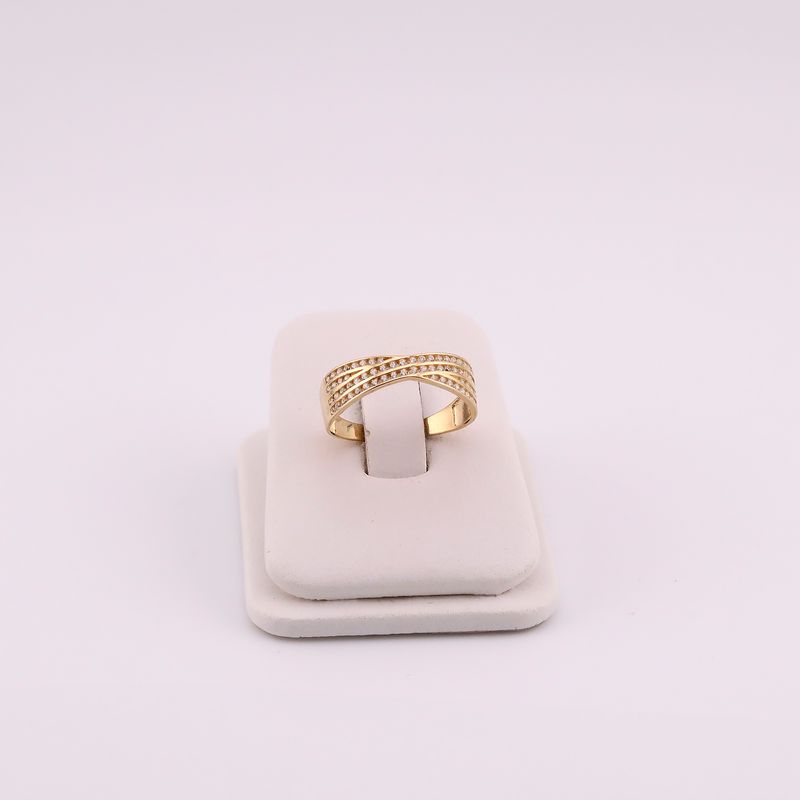 Anillo Cruzado Doble C/p 14k 2.3g #8.5