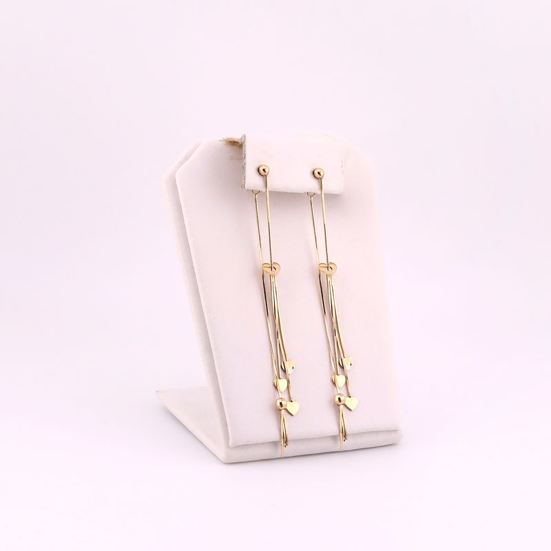 Aretes Largos Corazon  14k 3.4g