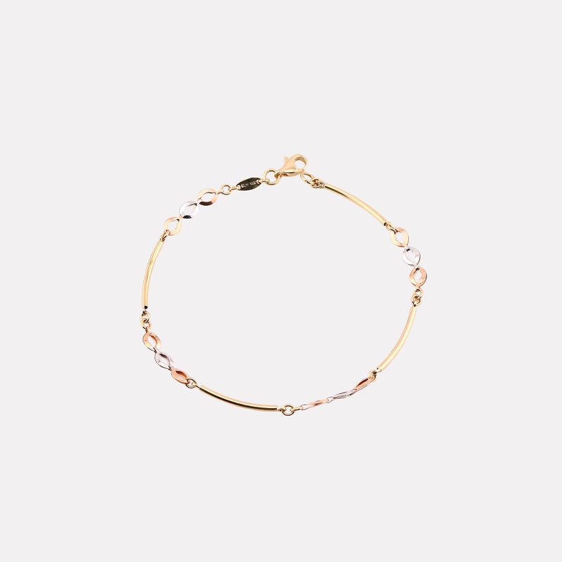 Pulsera Ovalos Tonos 14k 2.3g 18cm