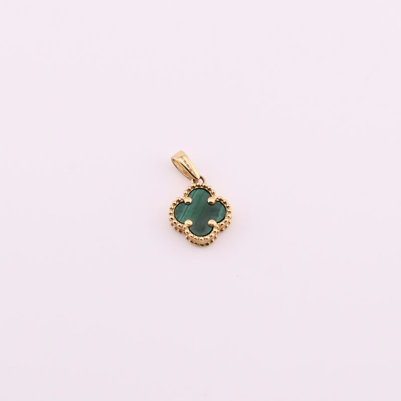 Dije Trebol C/p Verde 14k 0.9g