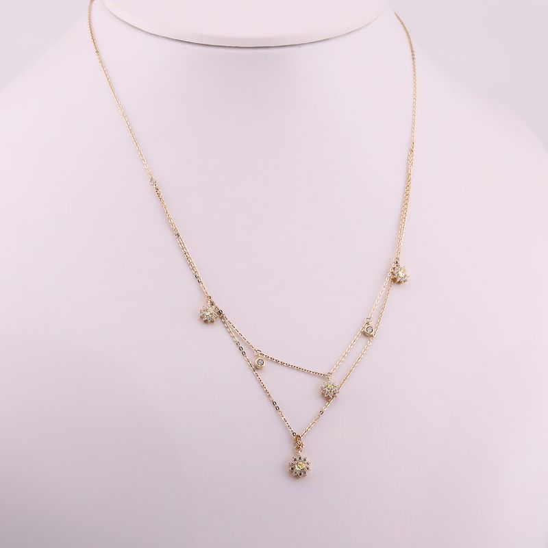 Gargantilla Triple Flores  14k 3.3g