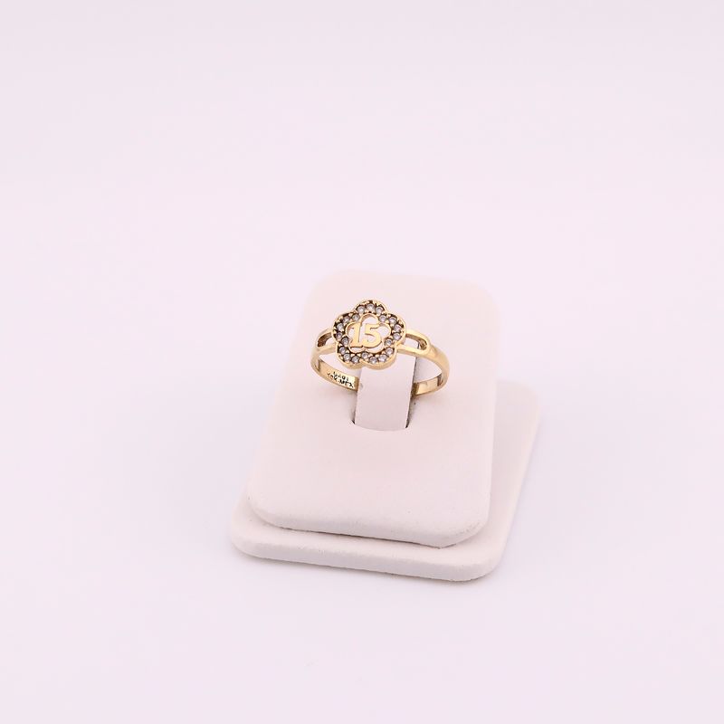 Anillo Flor C/p 15 Años 10k 1.9 #9