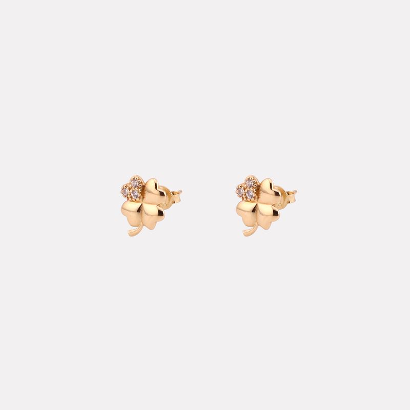 Aretes Trebol C/p Bca 14k 1.4g