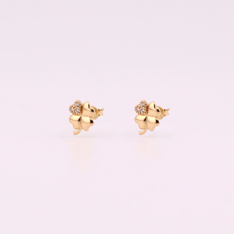 Aretes Trebol C/p Bca 14k 1.4g
