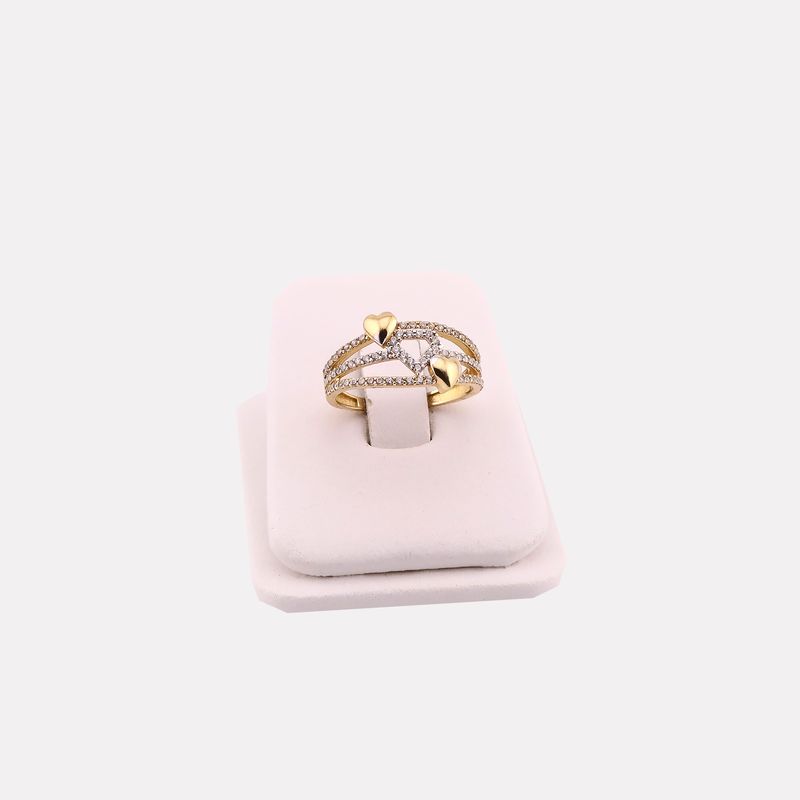 Anillo Triple Corazon C/p 10k 2.1g #7