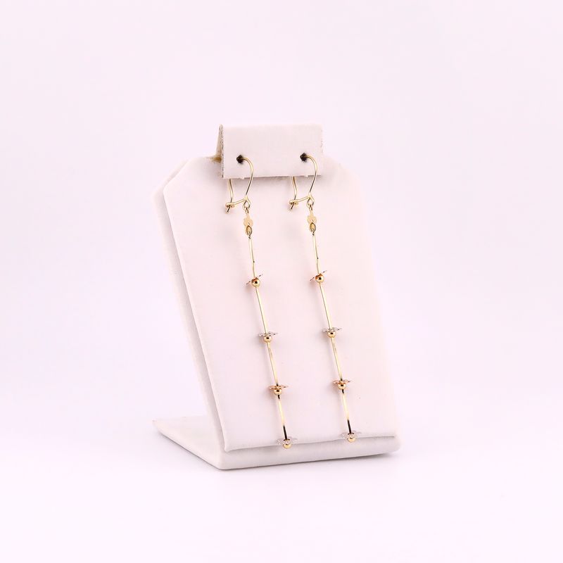 Aretes Largos Flores Tonos 14k 2.1g