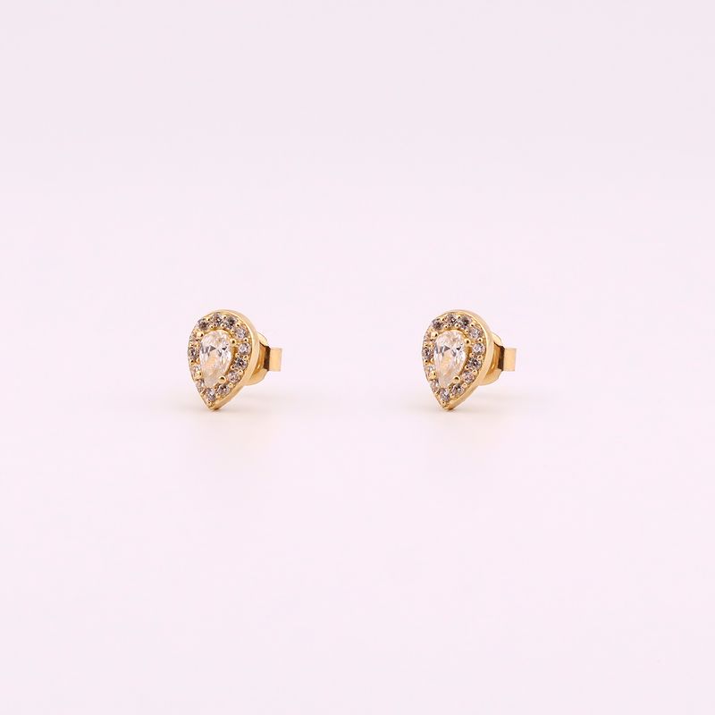 Aretes Gota C/p Bca  14k 1.5g