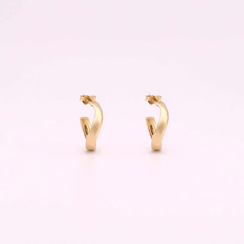 Aretes Media Arracadas Facetada 14k 1.8g
