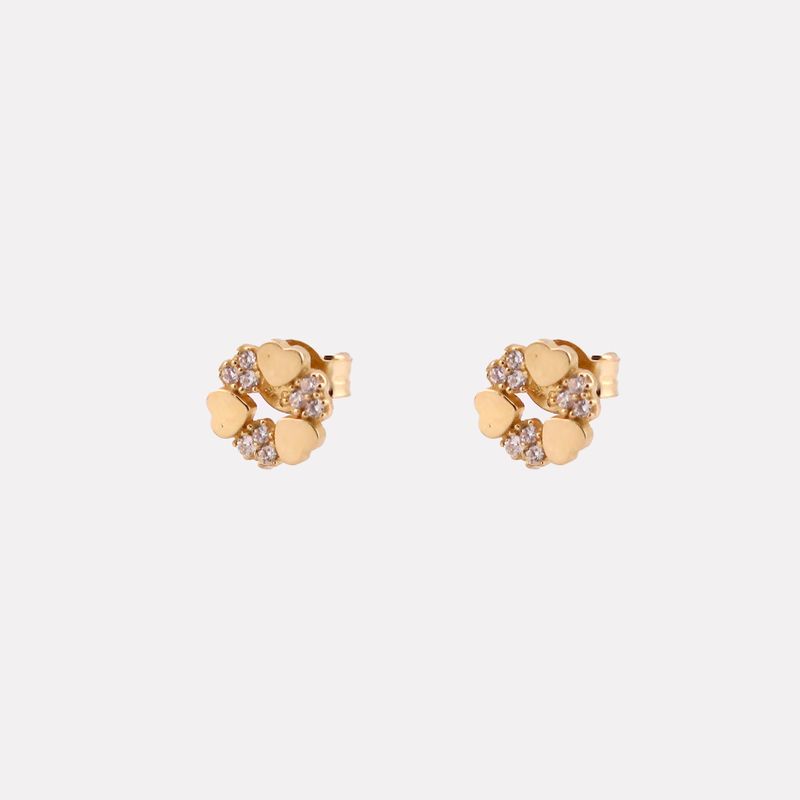 Aretes Corazones C/p 14k 1.2g