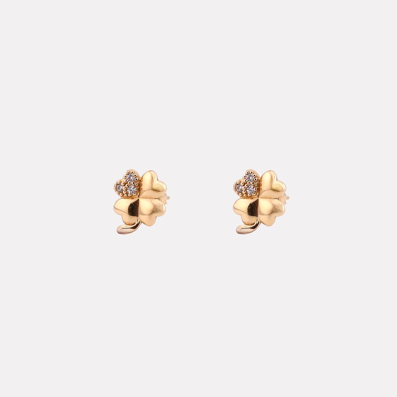 Aretes Trebol C/p Bca 14k 1.4g