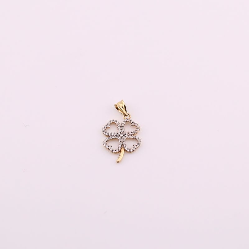 Dije Trebol Corazon C/p 14k 1.1g