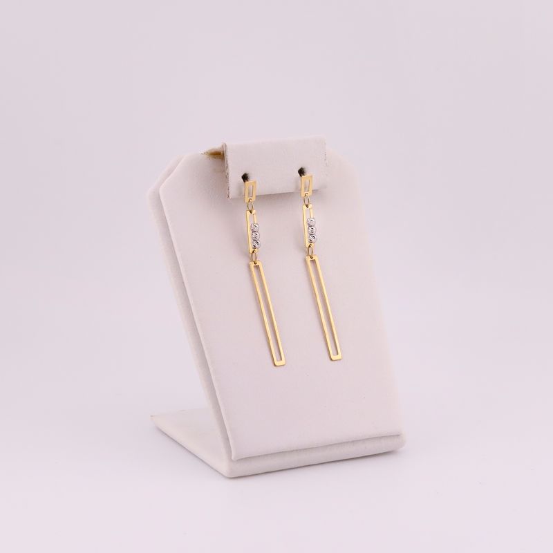 Aretes Rectangulo Borlas 14k 1.7g