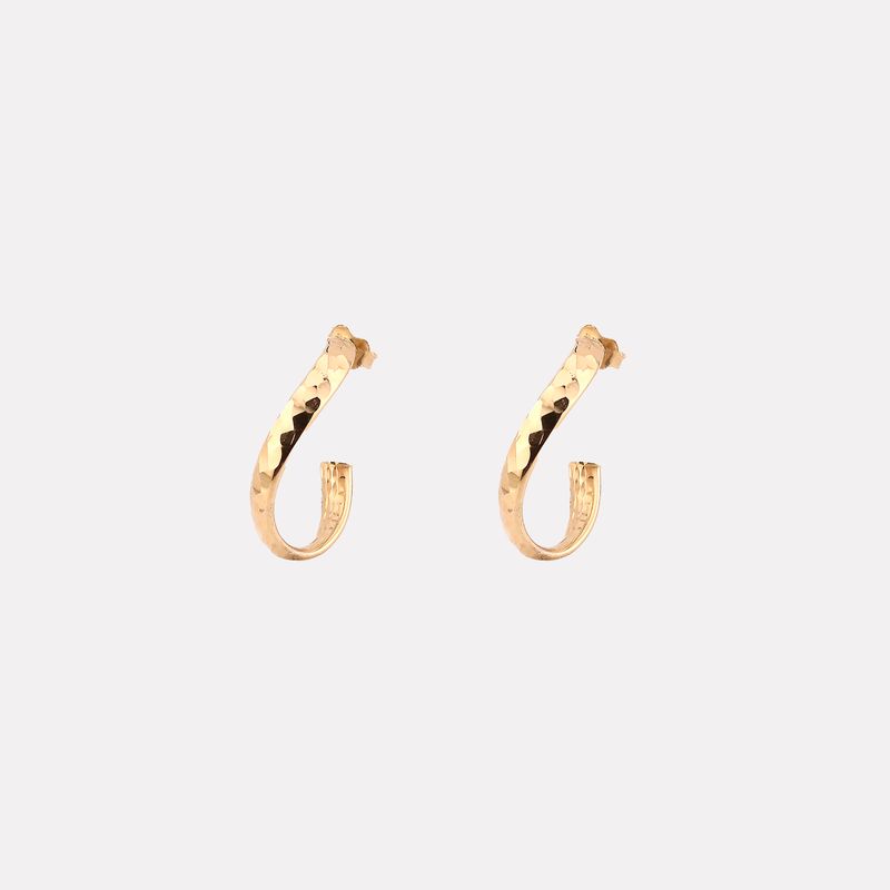 Aretes Media Arracadas Facetada 14k 2.2g