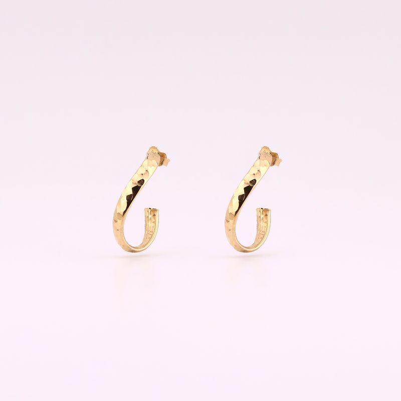 Aretes Media Arracadas Facetada 14k 2.2g
