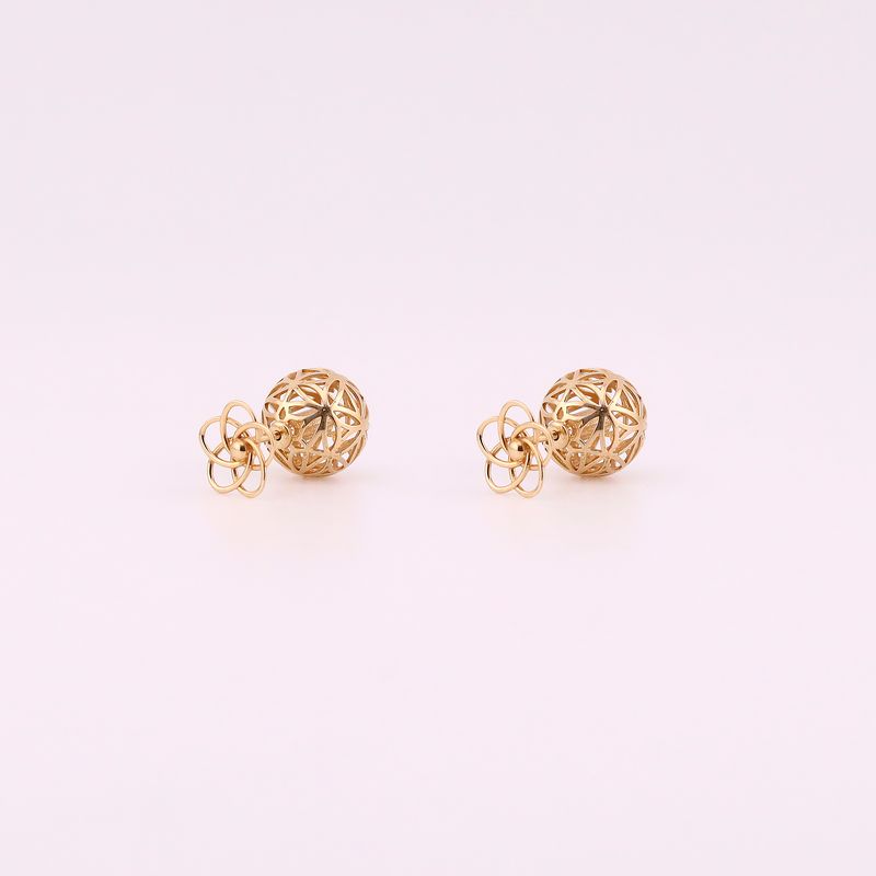Aretes Esfera Tejida 14k 2.4g