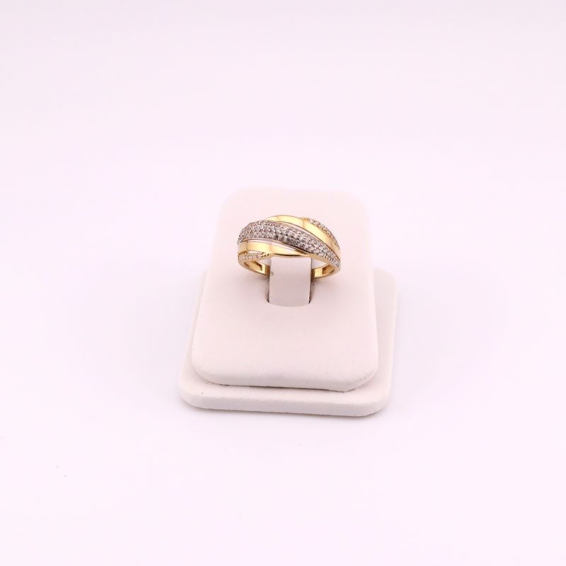 Anillo Lineas Diagonal C/p 14k 2.3g #7