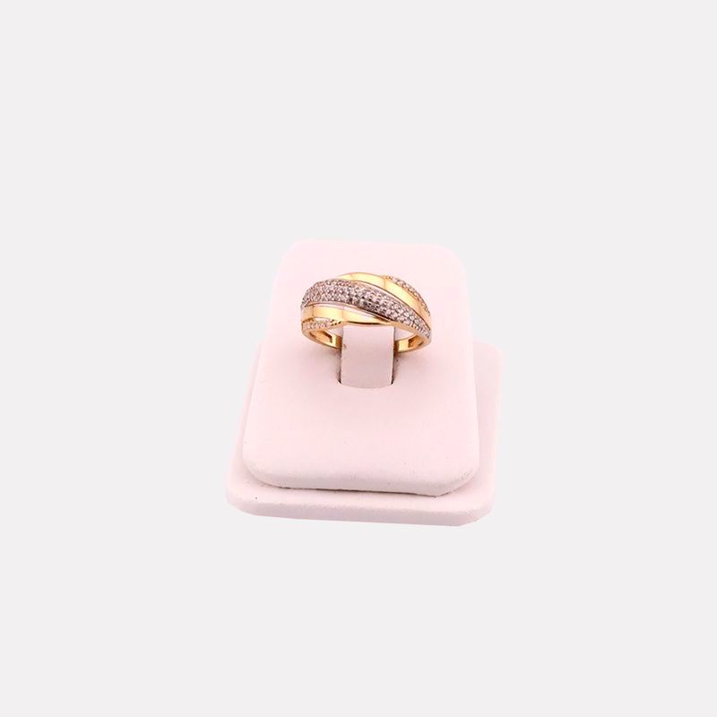 Anillo Lineas Diagonal C/p 14k 2.3g #7