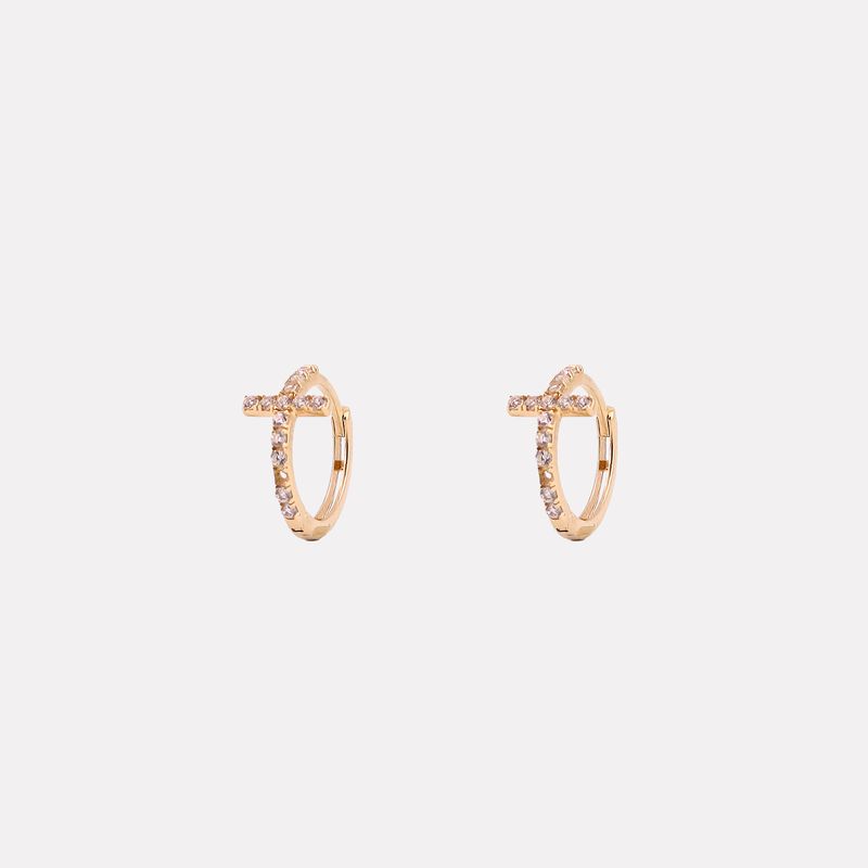 Aretes Huggies Cruz C/p Bca 14k 1.7g