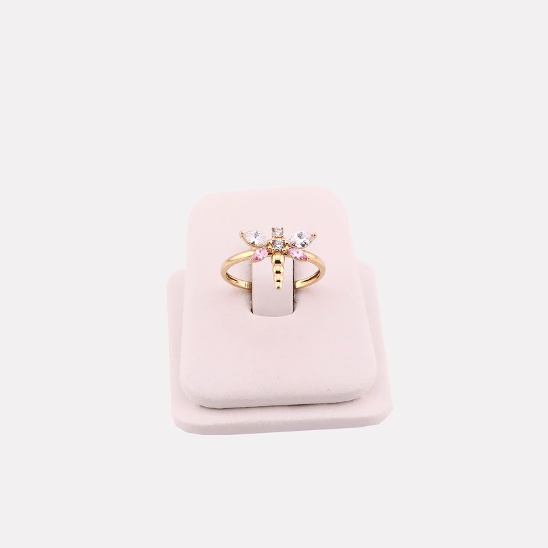 Anillo Libelula Rosa 14k 1.7g #6.5