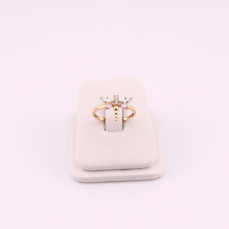 Anillo Libelula Rosa 14k 1.7g #6.5