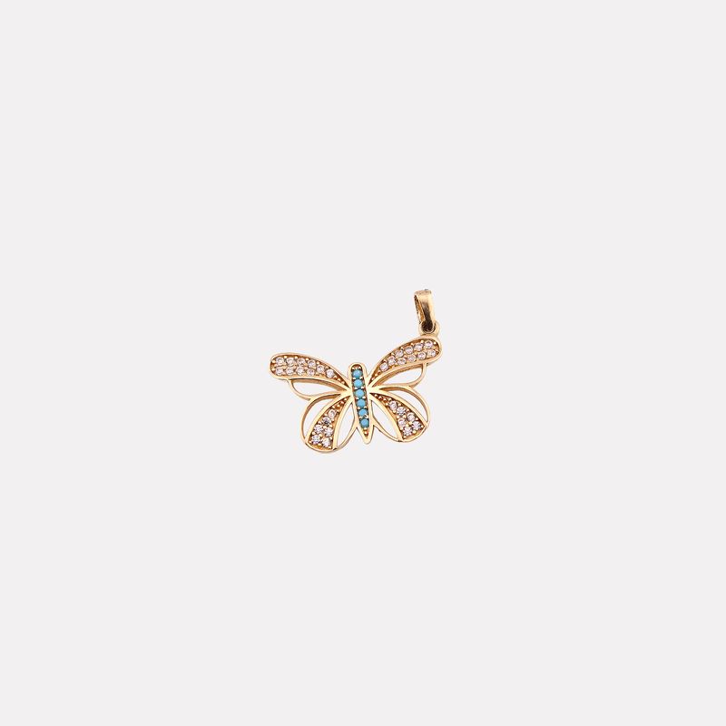 Dije Mariposa C/p Bca/azul 14k 1.6g