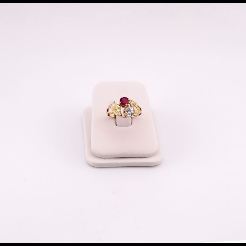 Anillo C/p Roja /bca 14k 2.6g  #7