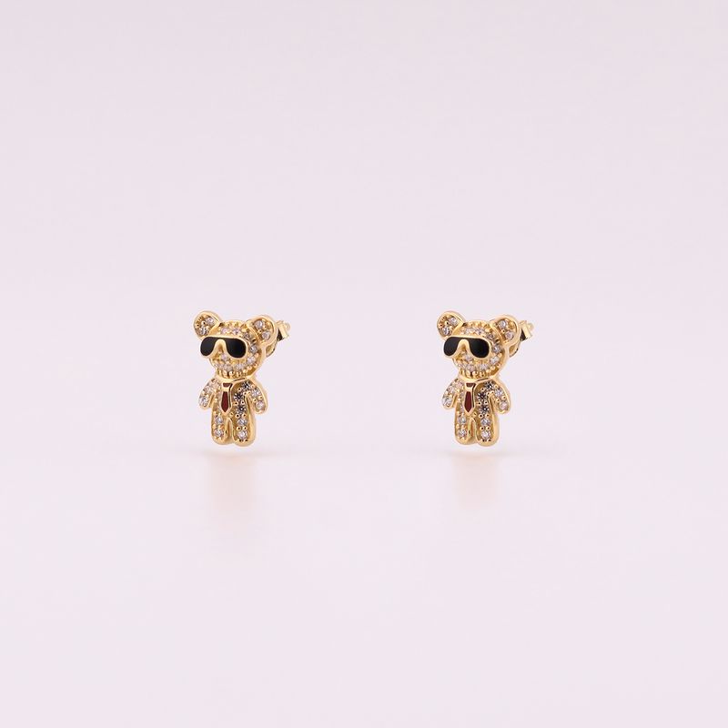 Aretes Osito C/lentes 14k 2.9g