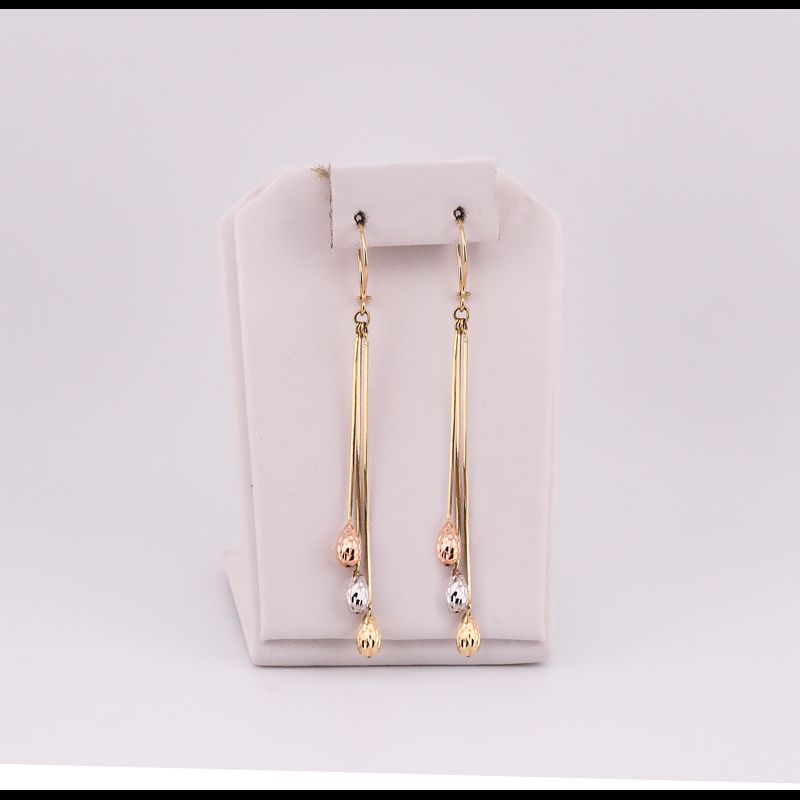 Aretes Largos Borlas 14k 2.7g