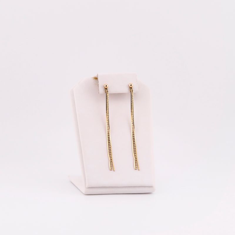 Aretes Largos Puntos 14k 2.8g