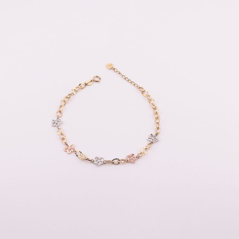 Pulsera Flores  14k 2.1g 18cm