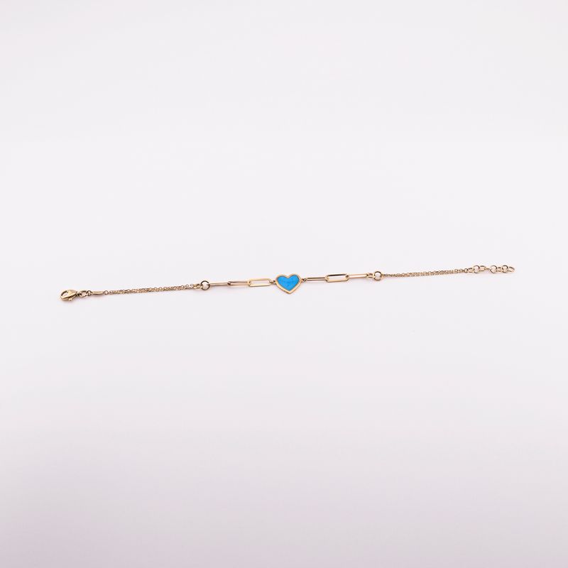 Pulsera Corazon C/p Azul 14k 18cm