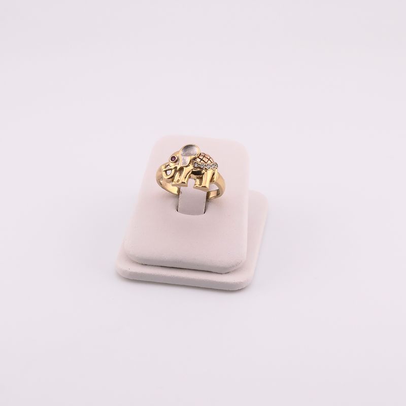 Anillo Elefante C/p  14k 3.7g #7.5