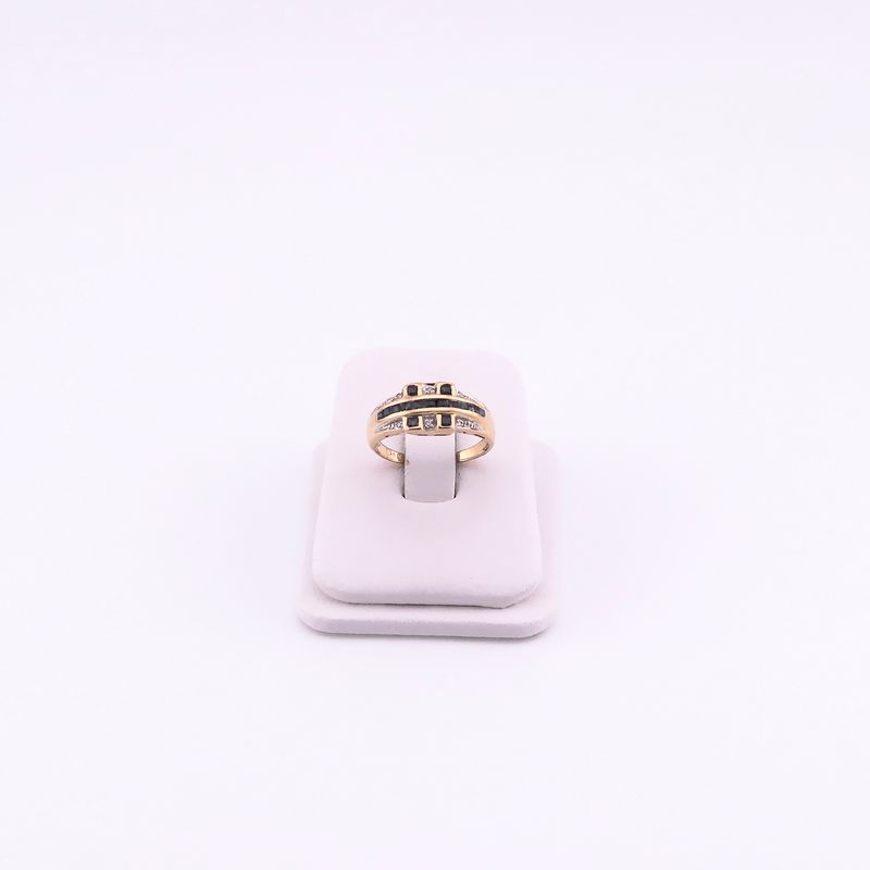 Anillo C/p Bcas /negras  14k 3.1g #7