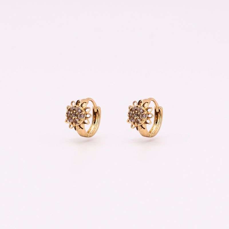 Aretes Huggies Flor C/p 14k 2.8g