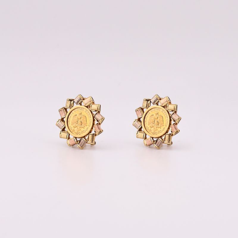 Aretes C/moneda 2 Pesos 14k 10g