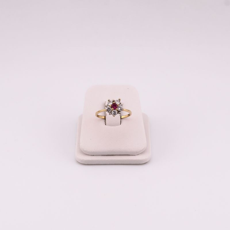 Anillo Flor C/p Bcas Y Rojas  10k 1.8g #8