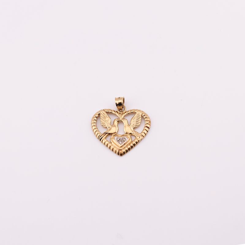 Dije Corazon Palomas 14k 2.8g
